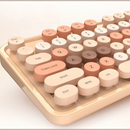 nzmegabuy wireless mechanical keyboard with retro round keys in a multi-color gradient of beige and brown