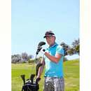 nzmegabuy 3-piece golf club head cover set in black and red nylon, featuring a long neck design on a golf course.