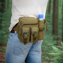 nzmegabuy army green tactical waist pack with bottle holder worn outdoors for hiking and camping