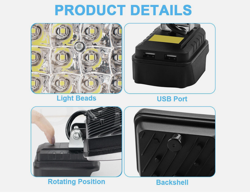 LED Work Light 2 USB 7/8 inch