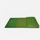 nzmegabuy 3-in-1 golf practice mat with three distinct artificial grass textures for driving, chipping, and putting.