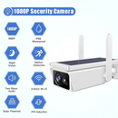 nzmegabuy solar WiFi security camera with 1080P HD, night vision, motion detection, and IP66 waterproof rating.
