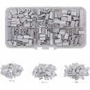 nzmegabuy wire rope crimping tool set featuring assorted silver figure-8 aluminium sleeves in a clear storage case