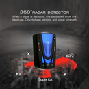 nzmegabuy V7 360-degree radar detector for cars with blue and black finish showing signal detection bands