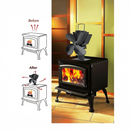 nzmegabuy 4-blade black aluminium heat powered stove fan sitting on a wood burner to circulate warm air efficiently