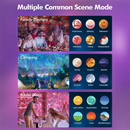 nzmegabuy galaxy starlight projector showing various scene modes for family dinners, camping, and room decor