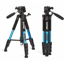 nzmegabuy ZOMEI 55-inch blue aluminium travel camera tripod with 3-way pan head, shown extended and folded with bag.