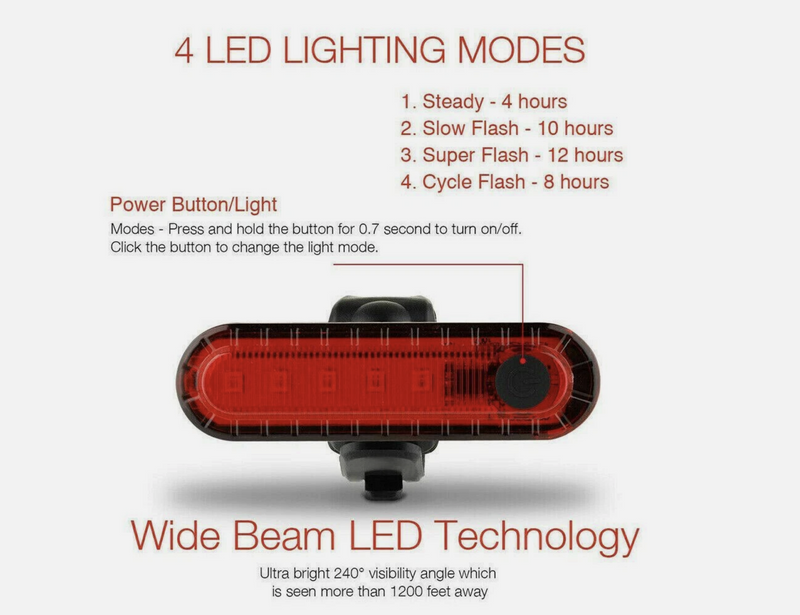 2pcs Bicycle Rear Tail Light Cycling 4Modes USB Rechargeable LED Bike Front Lamp