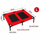nzmegabuy large red elevated dog bed with breathable mesh and heavy-duty steel frame showing dimensions