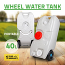 nzmegabuy 40L grey wheeled portable water tank with flexible hose and tap for camping and caravan use