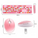 nzmegabuy wireless keyboard and mouse set with retro round keys in pink and orange with dimensions and USB receiver
