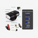 nzmegabuy USB rechargeable LED bike light set with battery indicator, front and rear lights, and mounting features.
