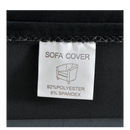 nzmegabuy black velvet tub chair cover care label showing 92 percent polyester and 8 percent spandex composition