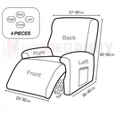 nzmegabuy 4-piece elastic recliner chair cover diagram showing dimensions and component parts for a perfect fit