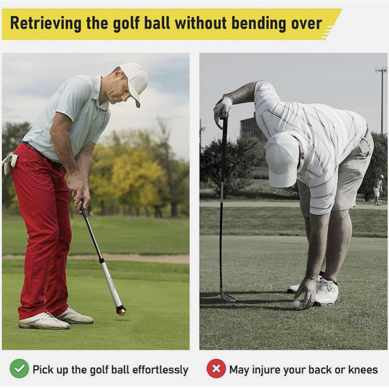 2 Golf Ball Pick Up Tool Retriever Putt Retriever Back Saver For Putter Grip
