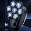 nzmegabuy 7D electric head shaver with floating rotary blades, digital battery display, and sleek black design