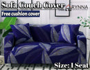 Stretch Sofa Cover Loung Couch Removable Slipcover 1/2/3/4Seater+1 Cushion Cover * Blue Feather *4 Sizes