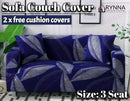 Stretch Sofa Cover Loung Couch Removable Slipcover 1/2/3/4Seater+1 Cushion Cover * Blue Feather *4 Sizes