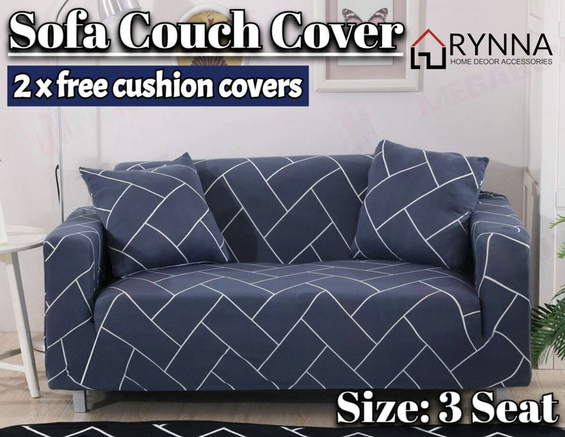 Stretch Sofa Cover Loung Couch Removable Slipcover 1/2/3/4Seater+1 Cushion Cover * Fashion Line *4 Sizes