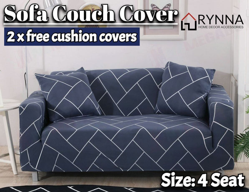 Stretch Sofa Cover Loung Couch Removable Slipcover 1/2/3/4Seater+1 Cushion Cover * Fashion Line *4 Sizes