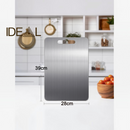 nzmegabuy stainless steel cutting board with a smooth, hygienic surface and convenient handle hole for kitchen prep