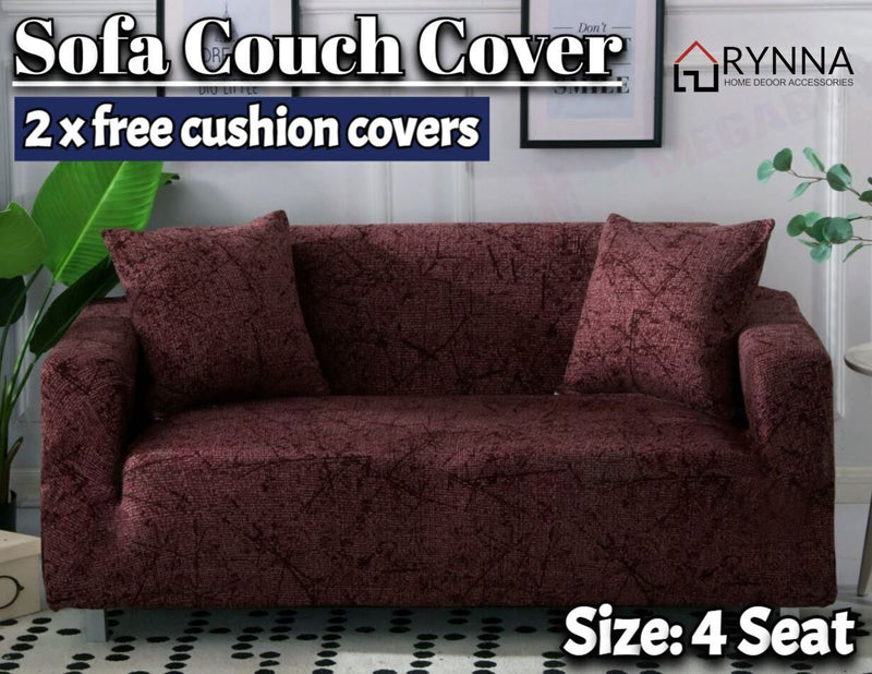 Stretch Sofa Cover Loung Couch Removable Slipcover 1/2/3/4Seater+1 Cushion Cover * Mia 1 *4 Sizes