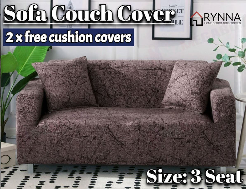 Stretch Sofa Cover Loung Couch Removable Slipcover 1/2/3/4Seater+1 Cushion Cover * Mia 2 *4 Sizes