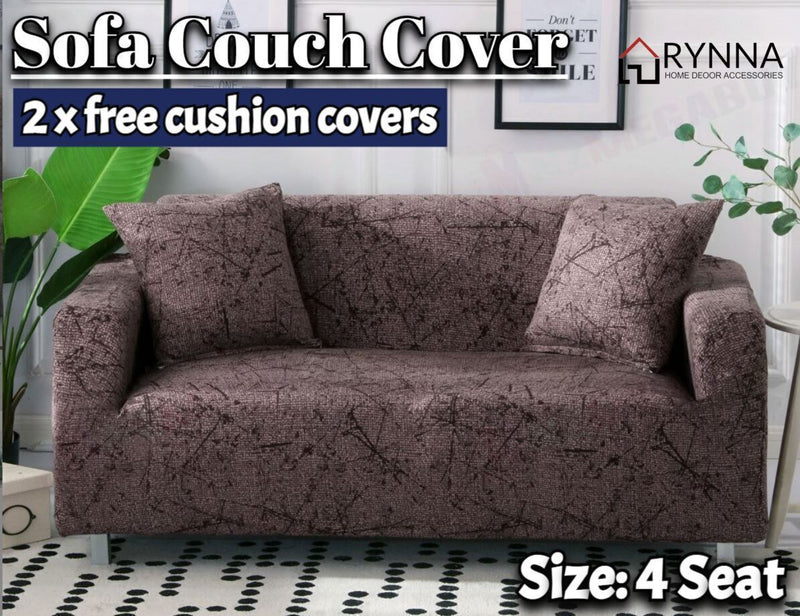 Stretch Sofa Cover Loung Couch Removable Slipcover 1/2/3/4Seater+1 Cushion Cover * Mia 2 *4 Sizes