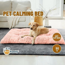 nzmegabuy pink plush faux fur calming dog bed with a yellow labrador resting on it in a living room setting