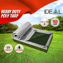 nzmegabuy heavy-duty 160gsm reversible silver and dark-green polyethylene tarpaulin with reinforced eyelets