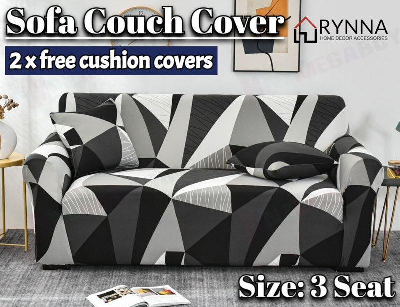 Stretch Sofa Cover Loung Couch Removable Slipcover 1/2/3/4Seater+1 Cushion Cover * Space *4 Sizes