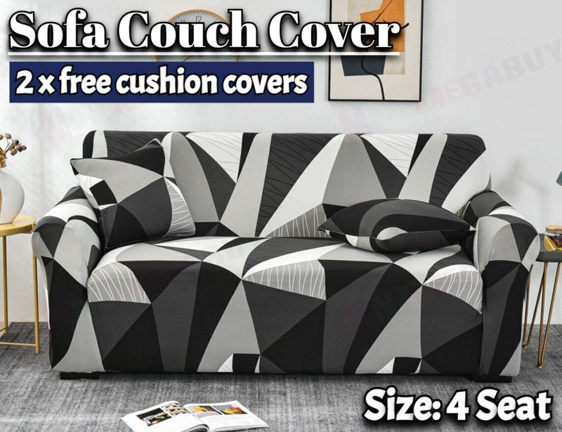 Stretch Sofa Cover Loung Couch Removable Slipcover 1/2/3/4Seater+1 Cushion Cover * Space *4 Sizes