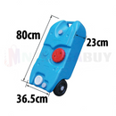 nzmegabuy 40L blue portable wheeled water tank with dimensions shown for camping and caravan use