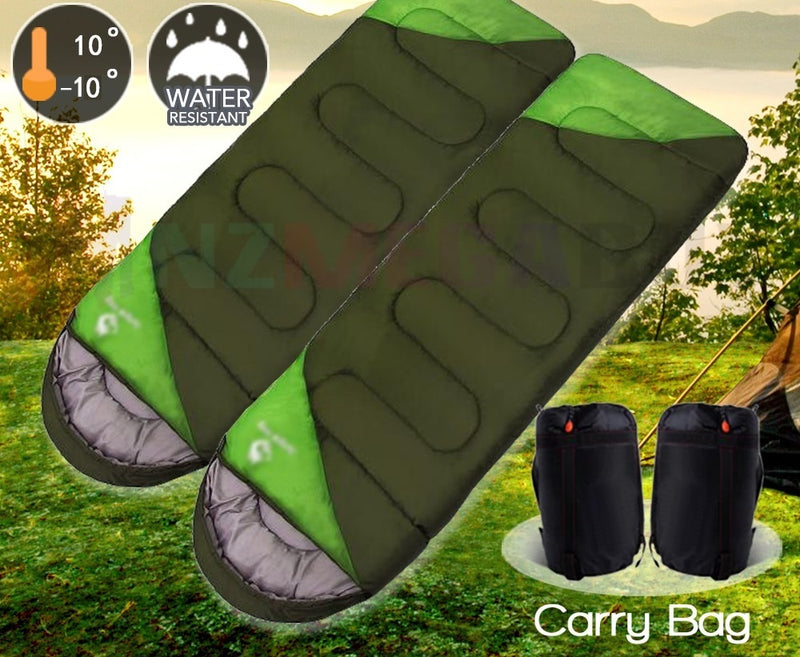Camping Envelope Sleeping Bag Single -15°C Green