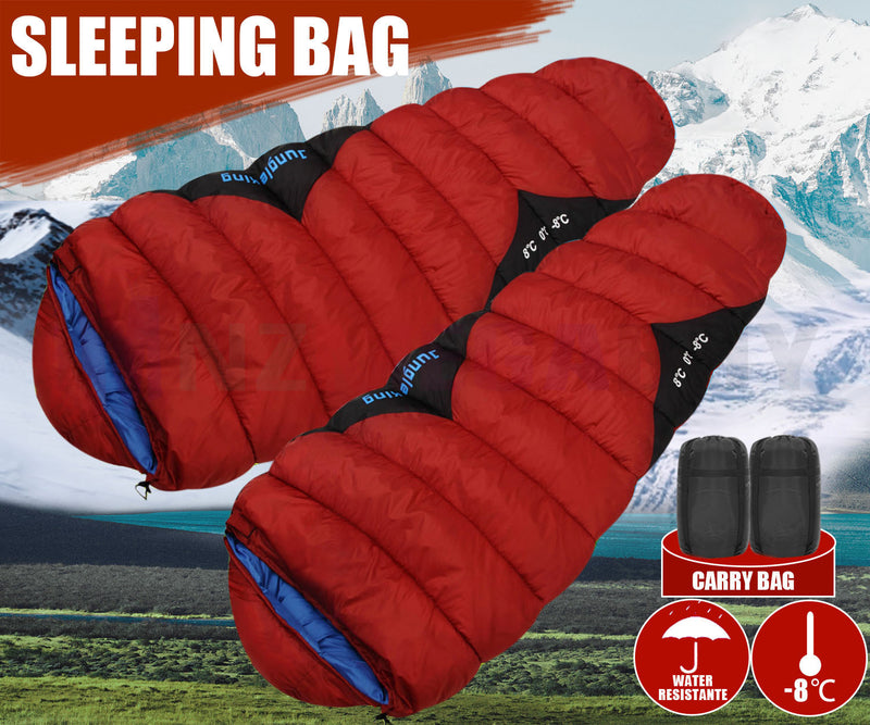 Camping Mummy Sleeping Bag Single -8°C Red