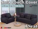 Stretch Sofa Cover Loung Couch Removable Slipcover 1/2/3/4Seater+1 Cushion Cover *Black *4 Sizes