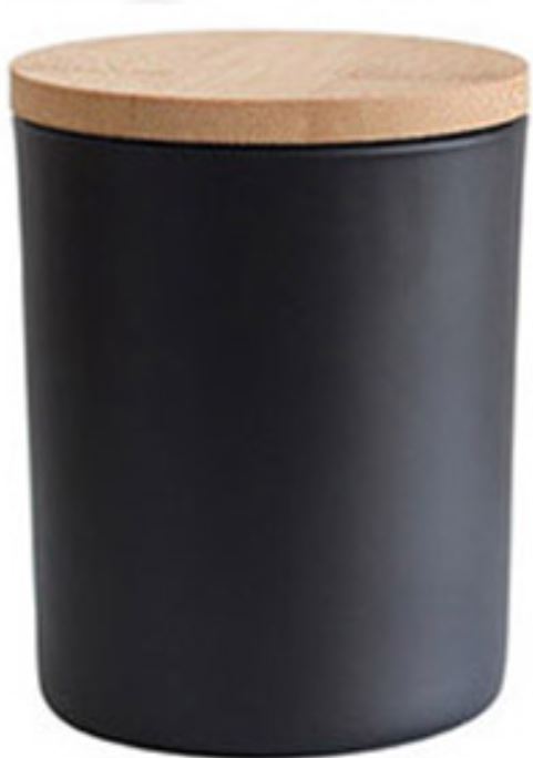 Black Classic Glass Candle Jar with Wooden Lid 300ml