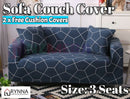 Stretch Sofa Cover Loung Couch Removable Slipcover 1/2/3/4Seater+1 Cushion Cover * Soccer Blue *4 Sizes