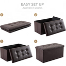 nzmegabuy coffee brown faux leather foldable storage ottoman bench showing assembly steps with button-tufted lid