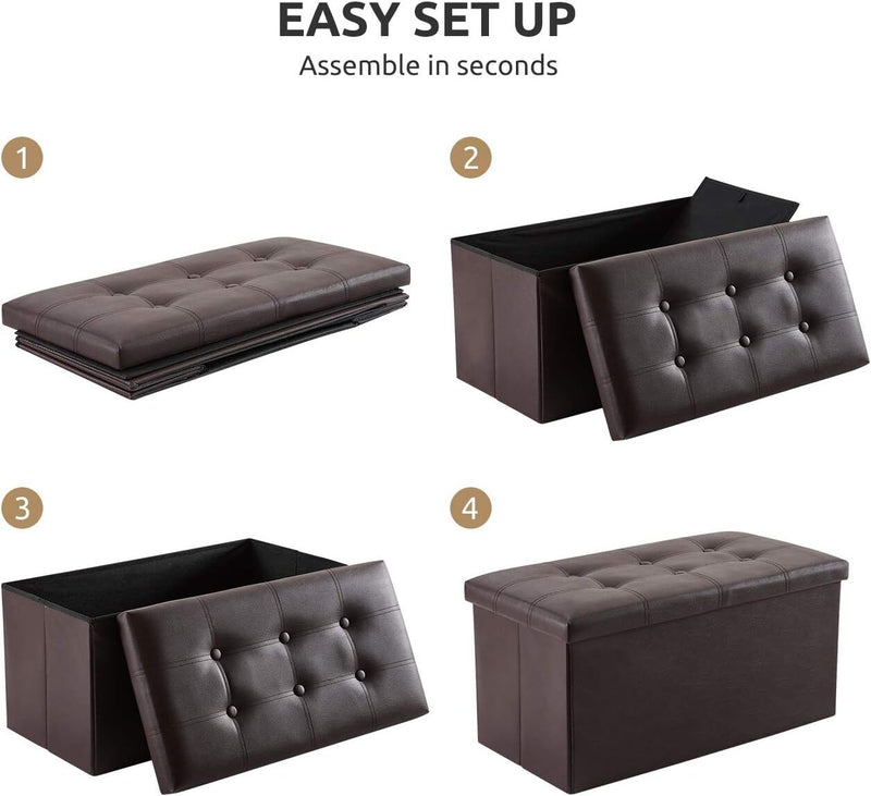 Storage Ottoman, Stable & Sturdy, Foldable Space Saver, Soft Sofa Sponge