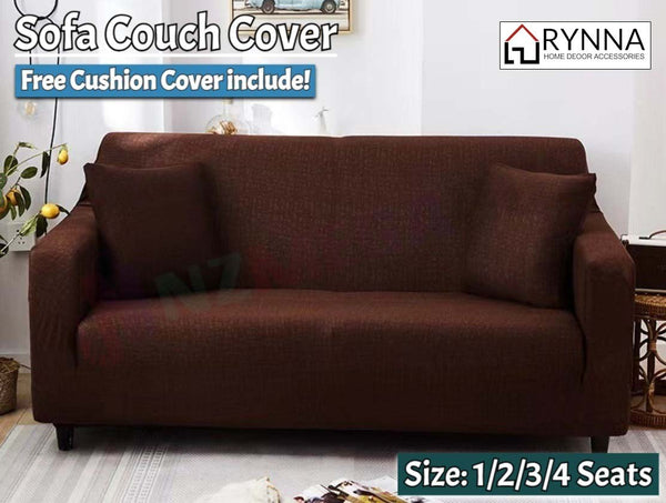 Stretch Sofa Cover Lounge Couch Removable Slipcover 'Mia Coffee *4 Sizes