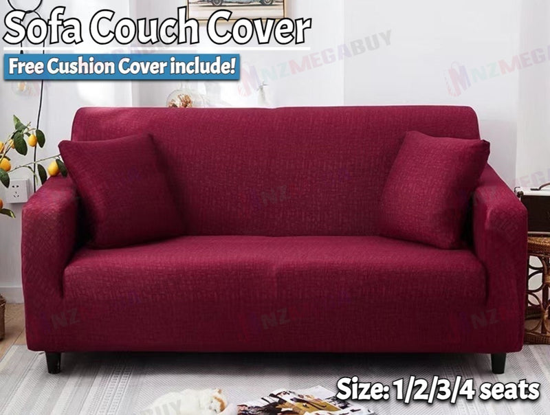 Stretch Sofa Cover Lounge Couch Removable Slipcover 1 Seater + 1 Cushion Cover Mia Red*4 Sizes