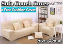 Stretch Sofa Cover Loung Couch Removable Slipcover 1/2/3/4Seater+1 Cushion Cover * Cream *4 Sizes