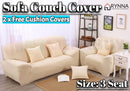 Stretch Sofa Cover Loung Couch Removable Slipcover 1/2/3/4Seater+1 Cushion Cover * Cream *4 Sizes