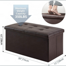 nzmegabuy coffee brown faux leather foldable storage ottoman bench with button-tufted top and 350lbs weight capacity