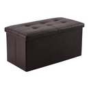 nzmegabuy coffee brown foldable storage ottoman bench with button-tufted faux leather top and sturdy rectangular design