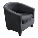 nzmegabuy dark grey velvet tub chair slipcover with matching cushion cover on an armchair