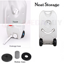 nzmegabuy 40L grey wheeled portable water tank with integrated faucet, drainage hose, and wheels for camping