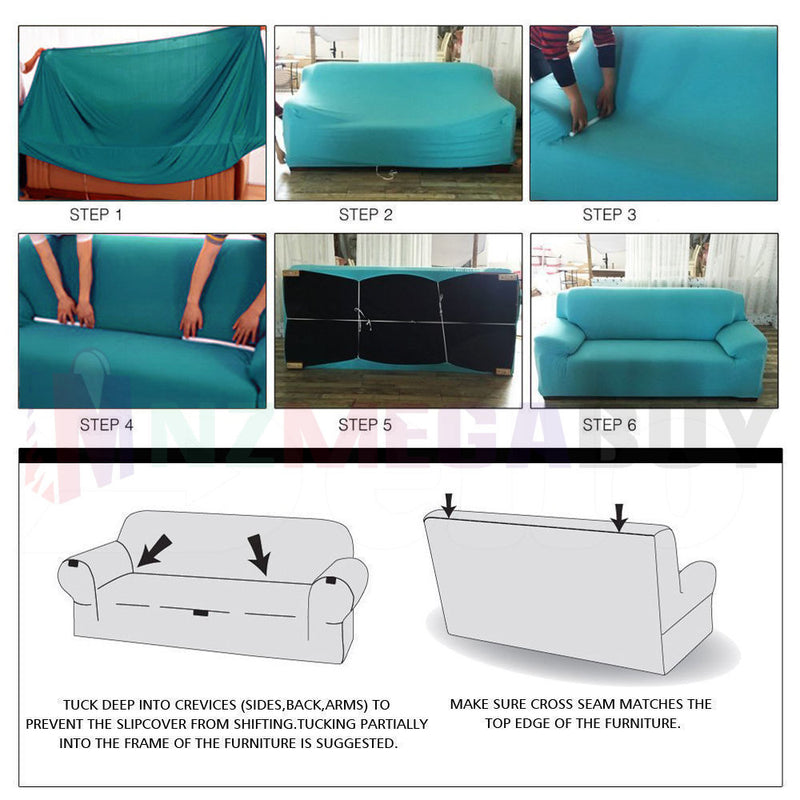 Stretch Sofa Cover Lounge Couch Removable Slipcover 'Mia Coffee *4 Sizes