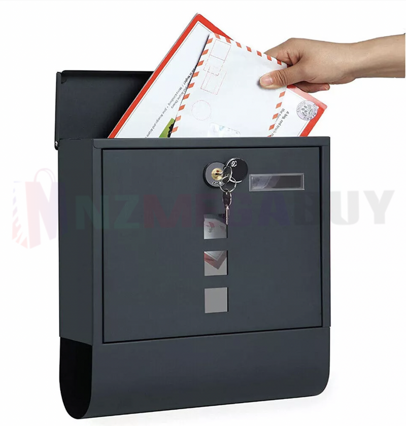 Mailbox Wall-Mounted Letter box w/ Paper Holder & Key Lock